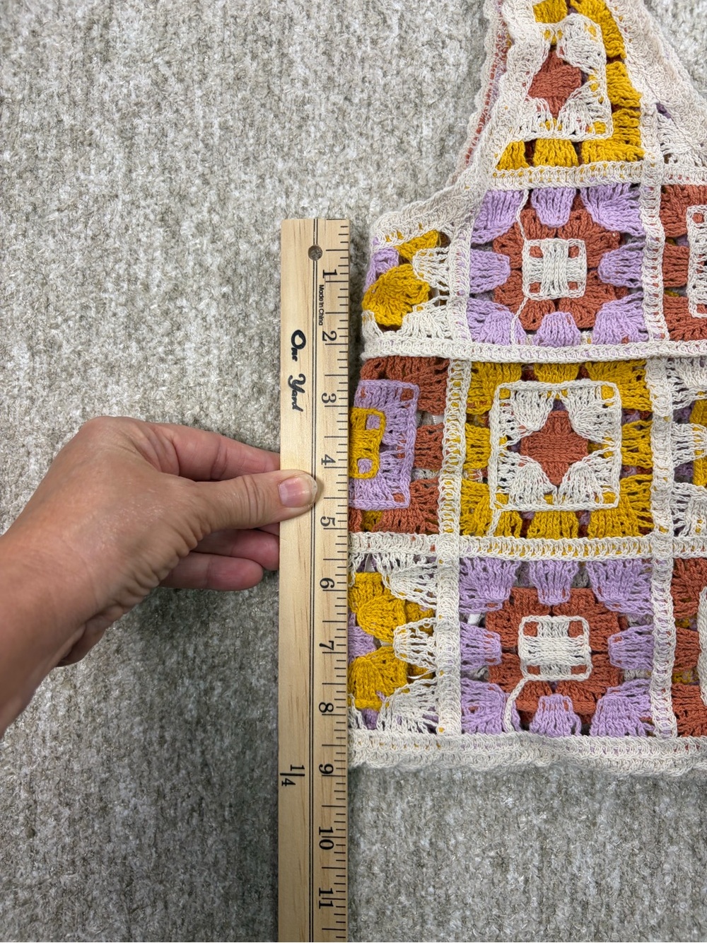 Rebellion Crochet Square-Panel Tank Top in Lavender, Mustard & Rust - Picture 4 of 6
